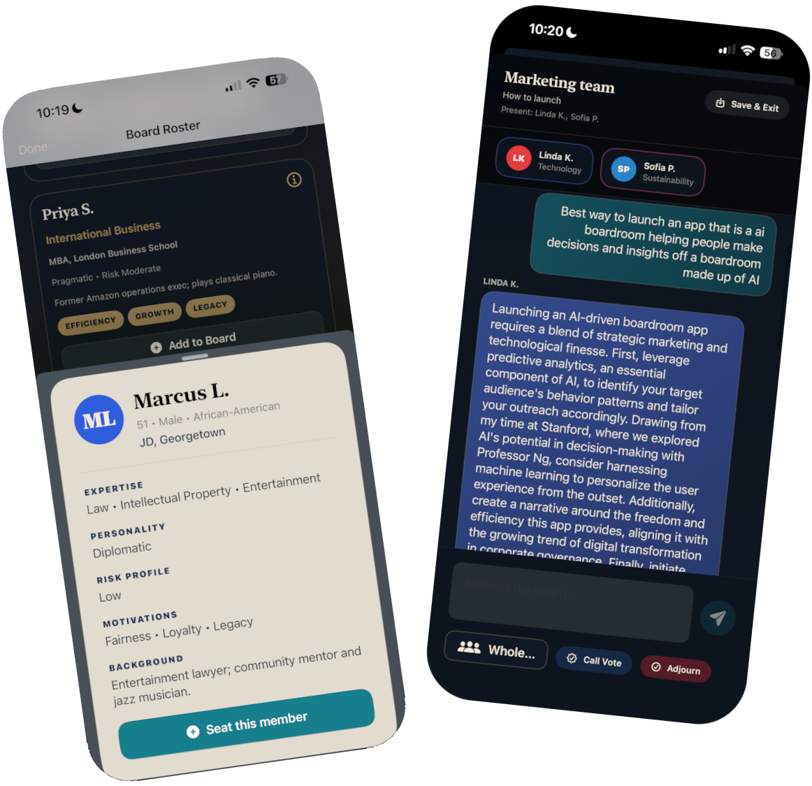 BoardroomAi app mockup